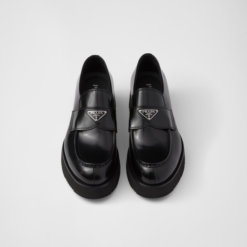 Pra*a Brushed Leather Loafers Black For Men 2DG147_055_F0002_F_X023