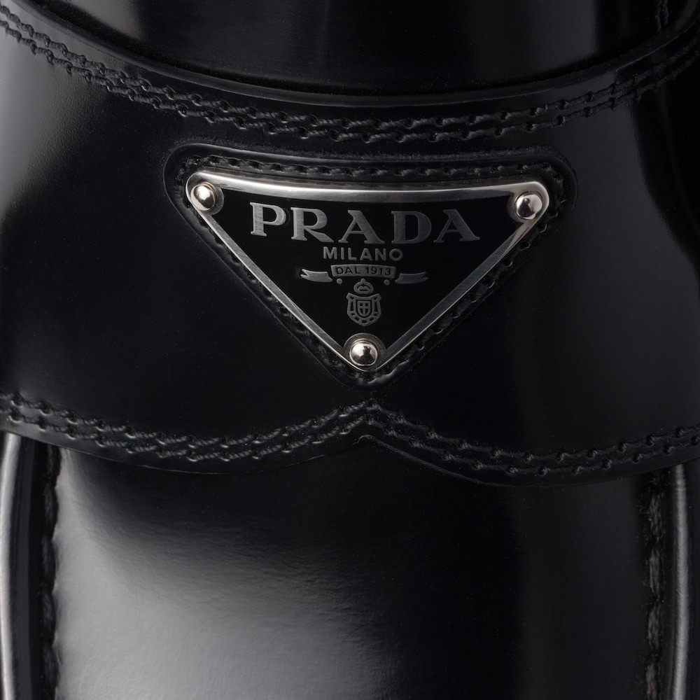 Pra*a Brushed Leather Loafers Black For Men 2DG147_055_F0002_F_X023