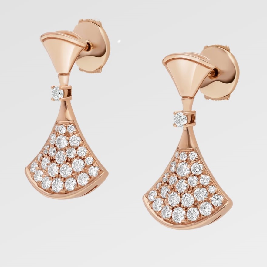 Bv1g*ai Divas’ Dream Earrings Rose Gold For Women 351054