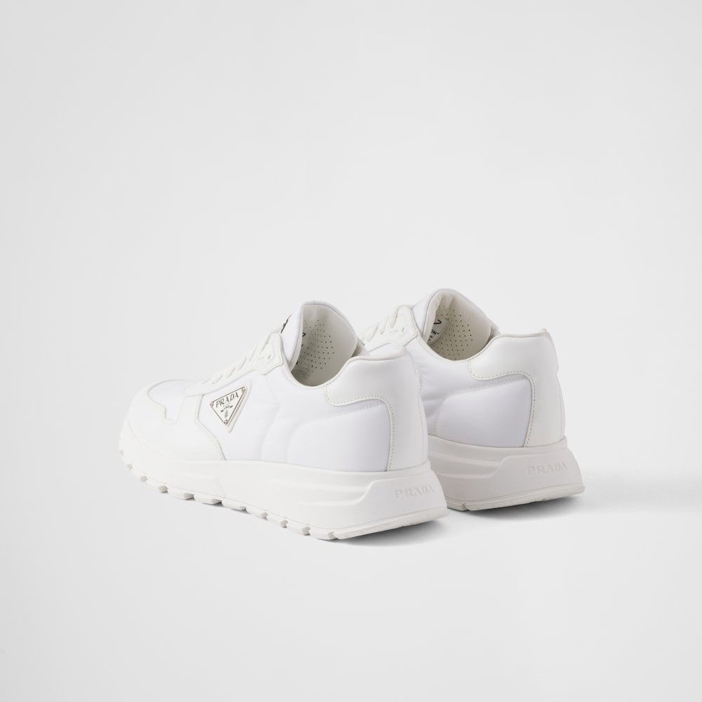 Pra*a Prax 01 Re-Nylon And Brushed Leather Sneakers White For Men 2EE369_3LF5_F0009_F_G000