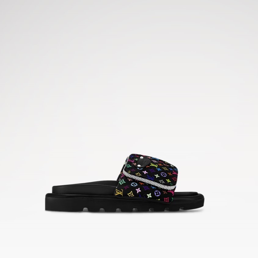 L0vis Vvtt0n LV x TM Pool Pillow Flat Comfort Mule Black For Women 1AGVRH