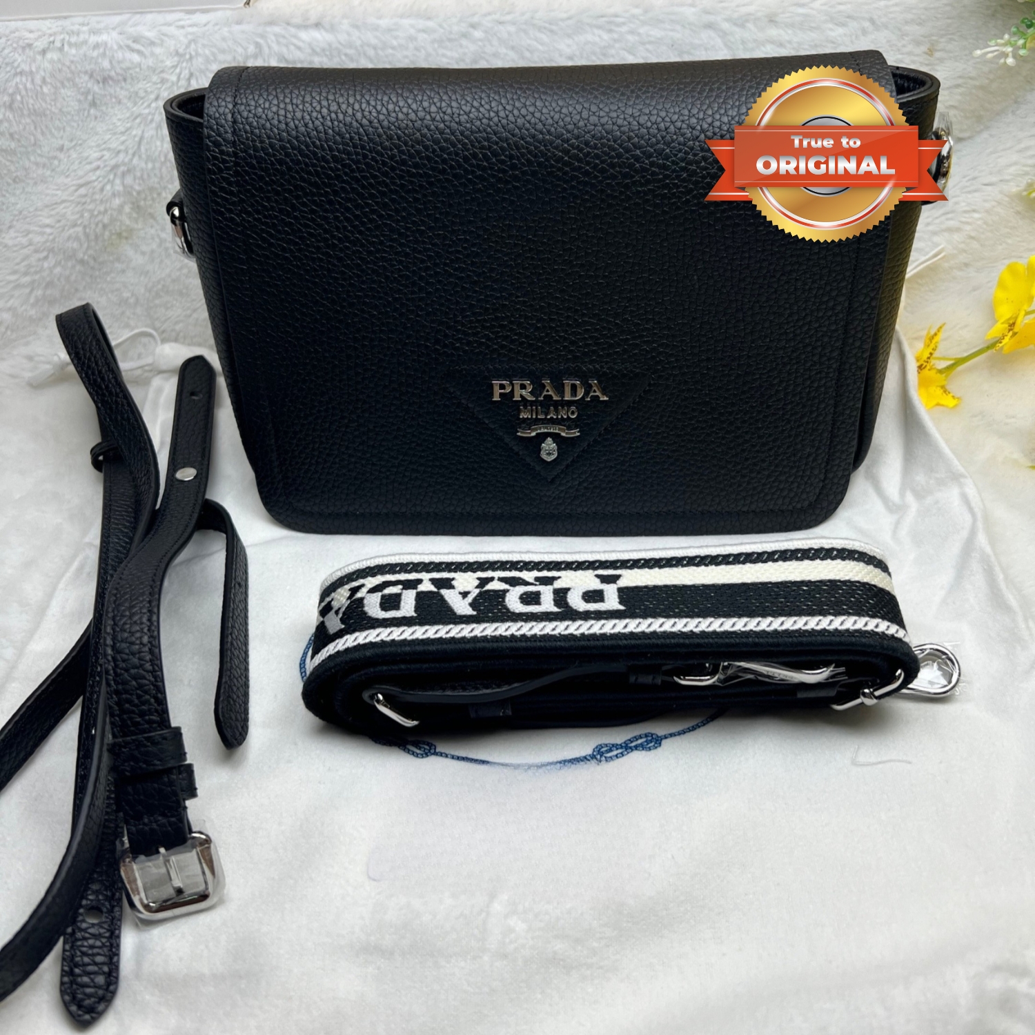 [True-to-ORIGINAL] Pra*a Small Shoulder Bag In Black For Women 9in/ 23cm 1BD314_2DKV_F0002_V_3OO