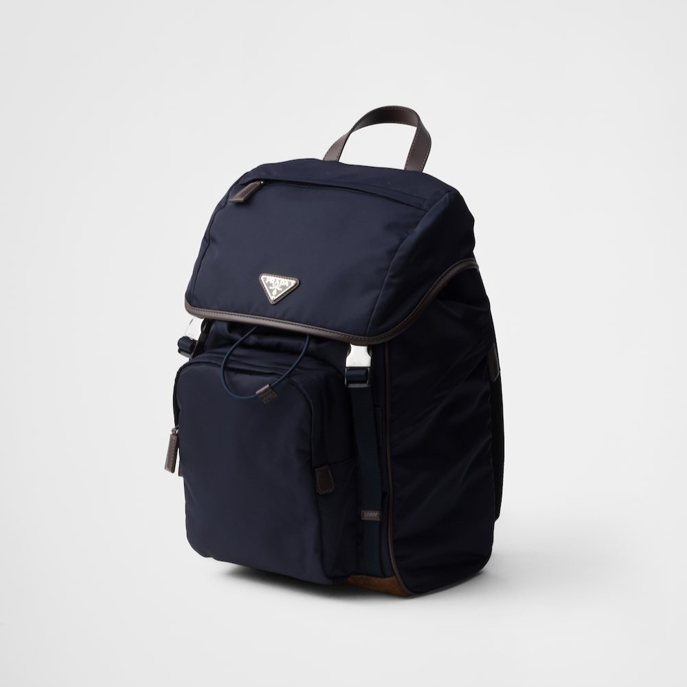 Pra*a Re-Nylon And Leather Backpack Blue For Men 10.6in/27cm 2VZ135_384_F0C1B_V_HYF