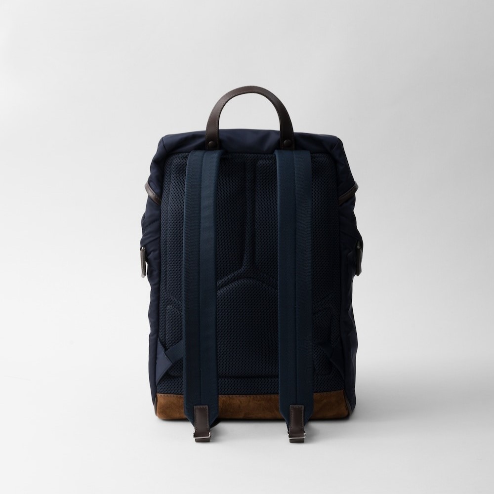 Pra*a Re-Nylon And Leather Backpack Blue For Men 10.6in/27cm 2VZ135_384_F0C1B_V_HYF