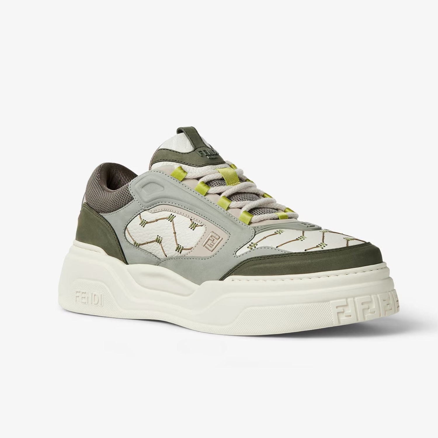 F**di Force Sneakers White And Green For Men 7E1728AU21F1RSW