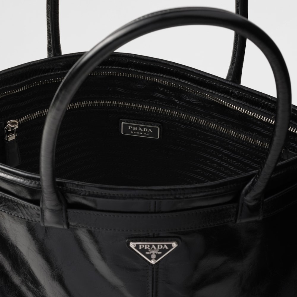 Pra*a Bonnie Leather Tote Bag Black For Men 19.7in/50cm 2VG128_2CYR_F0002_V_OOO