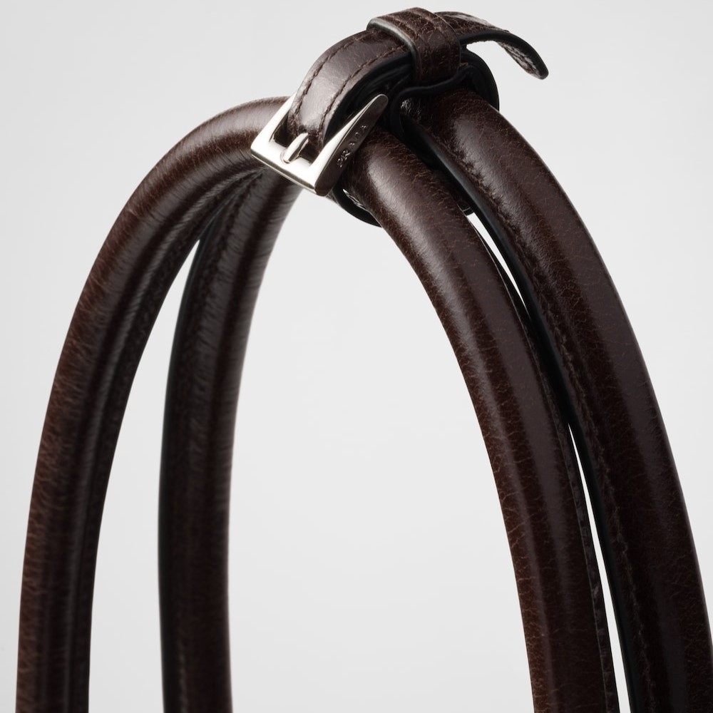 Pra*a Bonnie Leather Tote Bag Dark Brown For Men 19.7in/50cm 2VG128_2CYR_F01D6_V_OOO