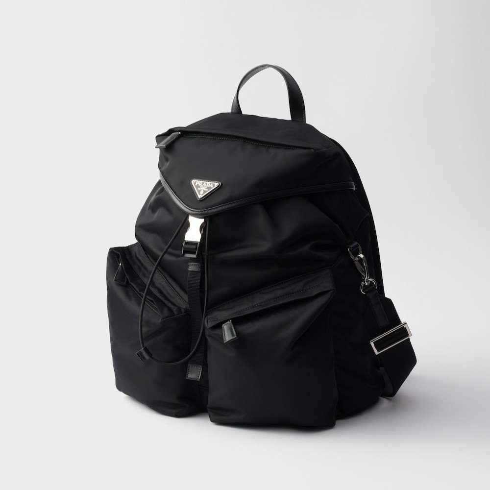 Pra*a Re-Nylon And Leather Backpack Black For Men 11.8in/30cm 2VZ108_2DW3_F0002_V_DYO