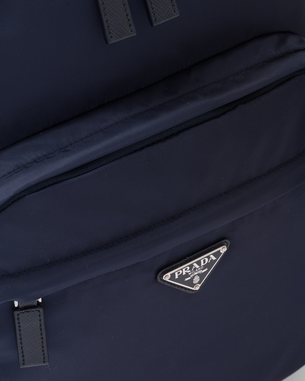 Pra*a Re-Nylon And Leather Backpack Navy For Men 12.2in/31cm 2VZ048_2DMG_F0008_V_OOO