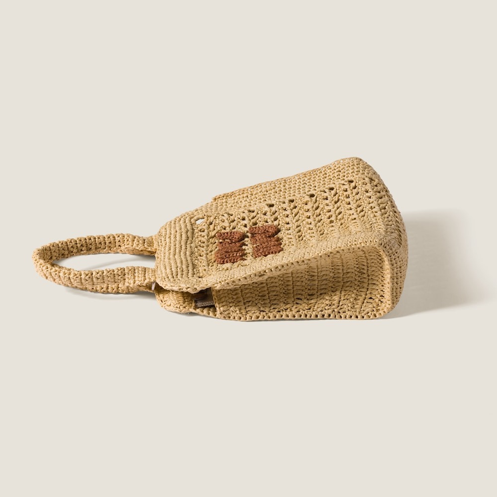 Miu Miu Raffia-Effect Woven Tote Bag Beige For Women 22.5cm/8.9in – 5BA283_ADO1_F0A5T_V_OOO