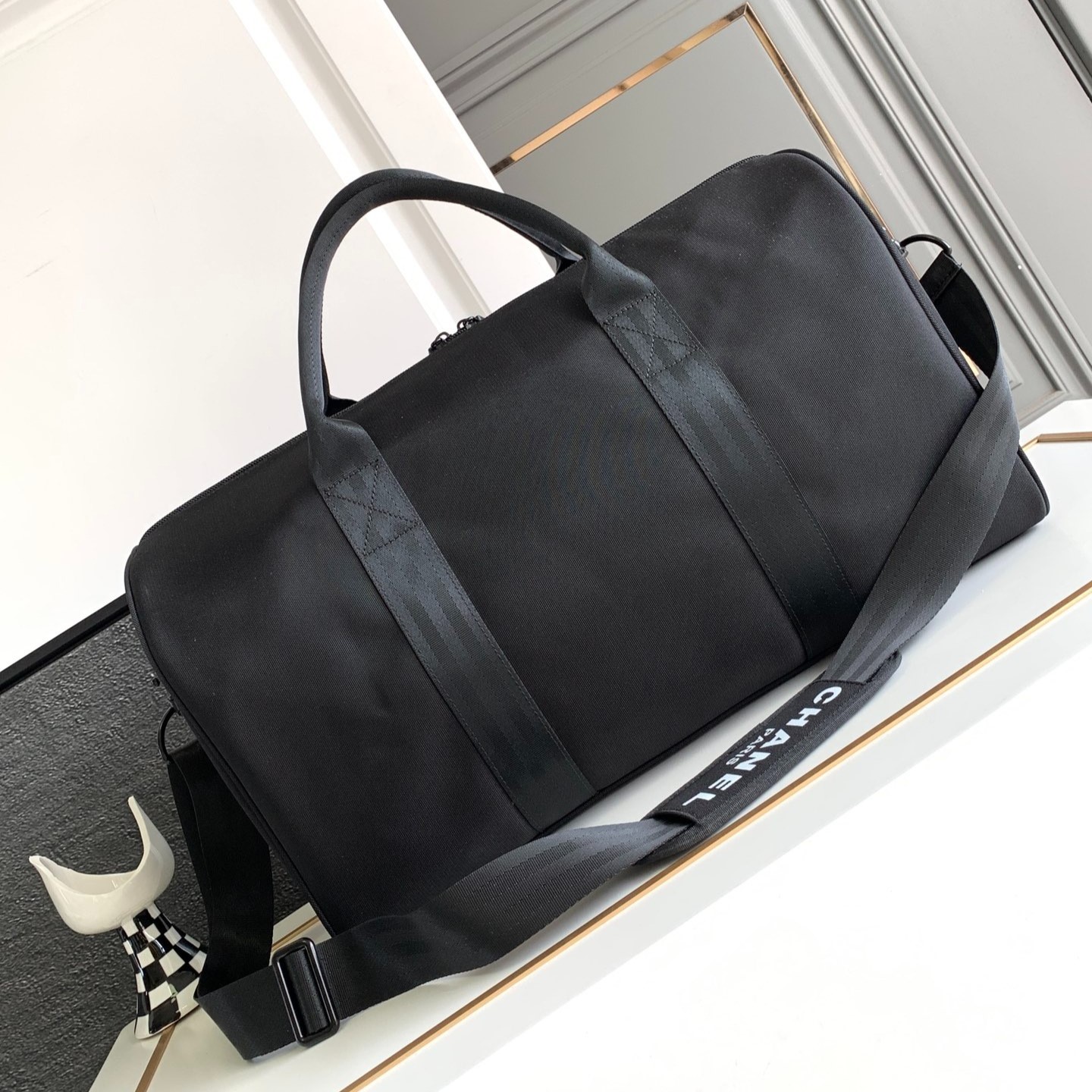 Ch**el Novelty Boston Travel Bag Black For Women 17.7in/45cm
