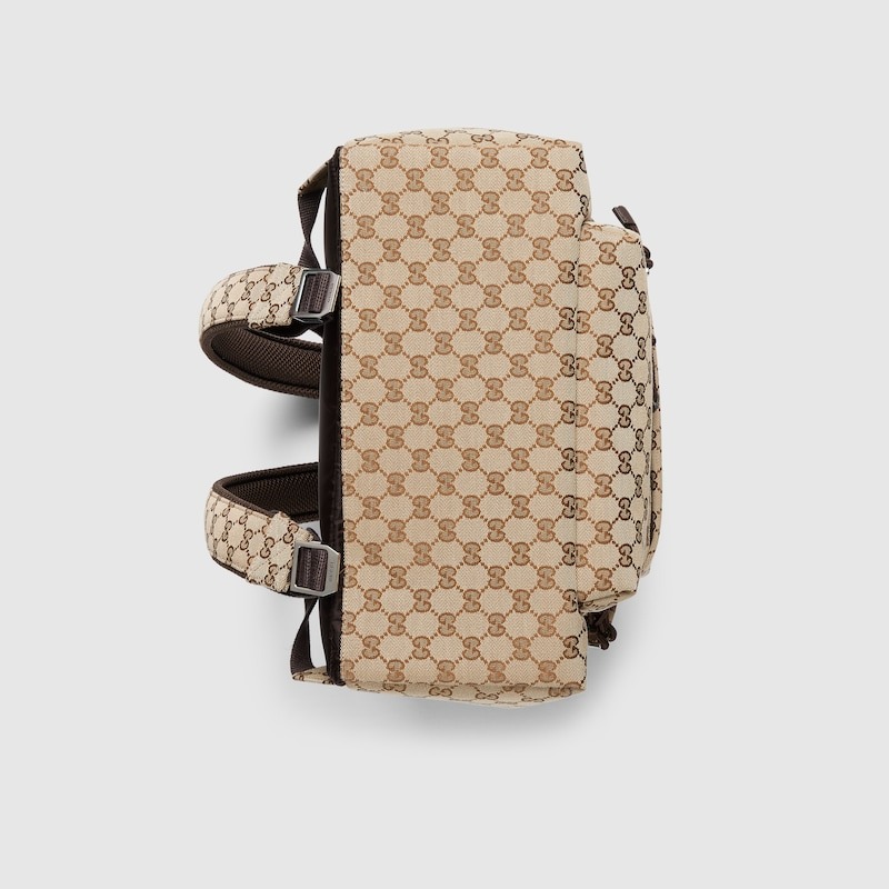 Gvc*1 GG Canvas Medium Backpack Beige And Dark Brown For Men 14.4in/37cm 800265 FADSC 9852