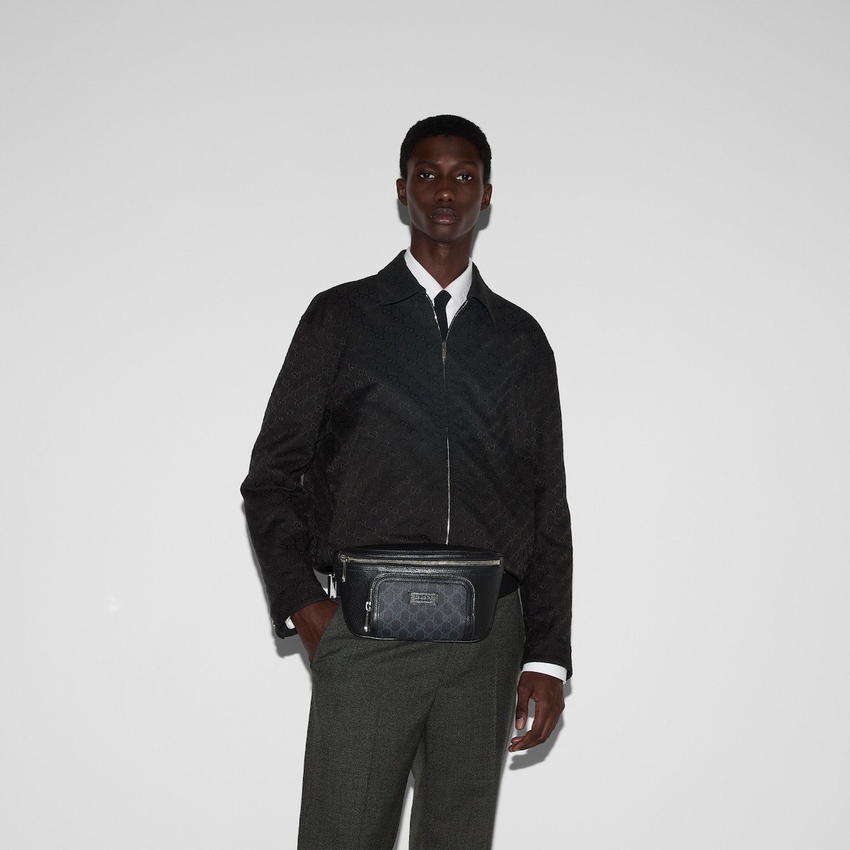 Gvc*1 GG Svp*me Medium Belt Bag Black For Men 11.4in/29cm 795463 FADJK 1000