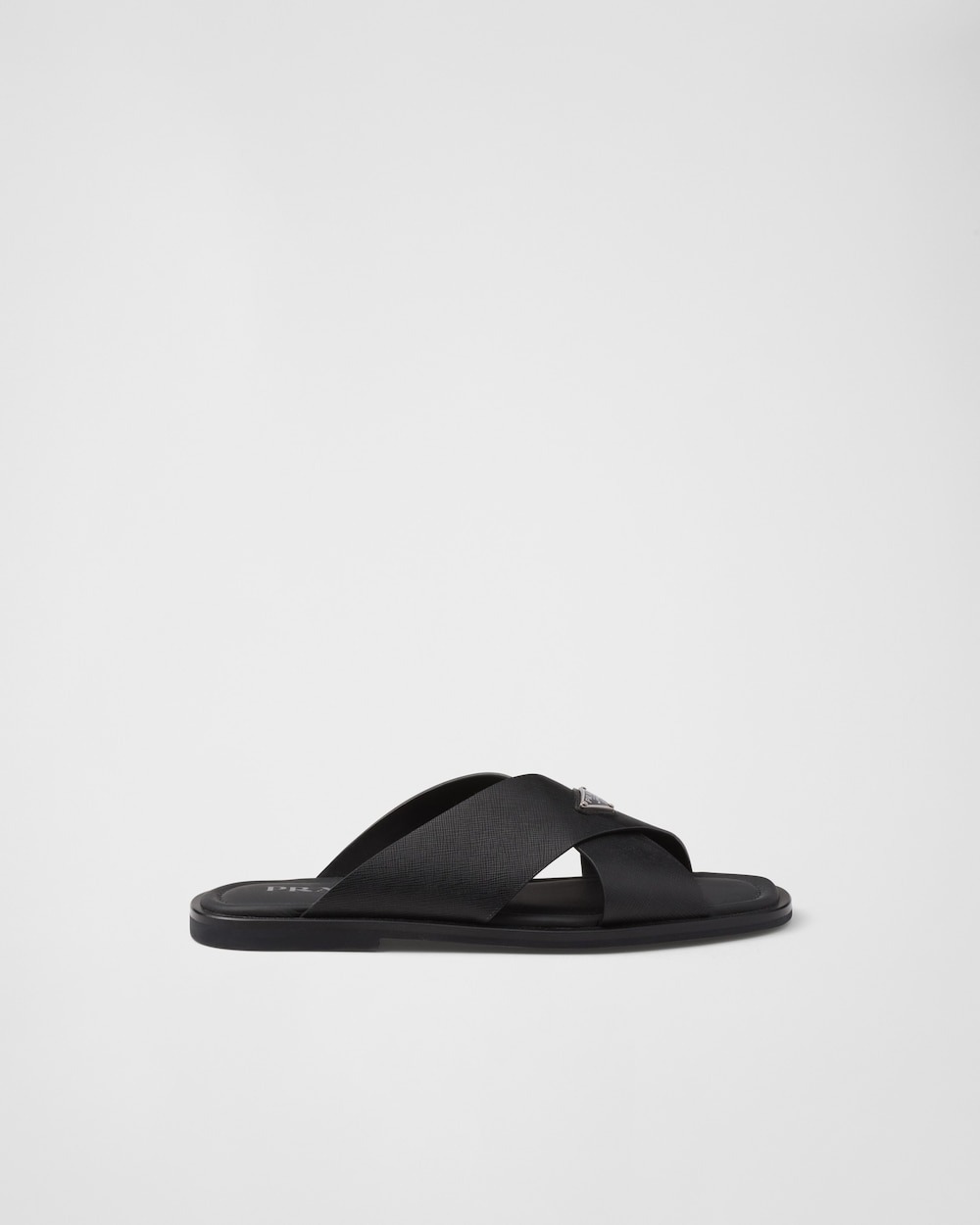 Pra*a Saffiano Crisscross Slides Black For Men – 2X3081_053_F0002_F_X001
