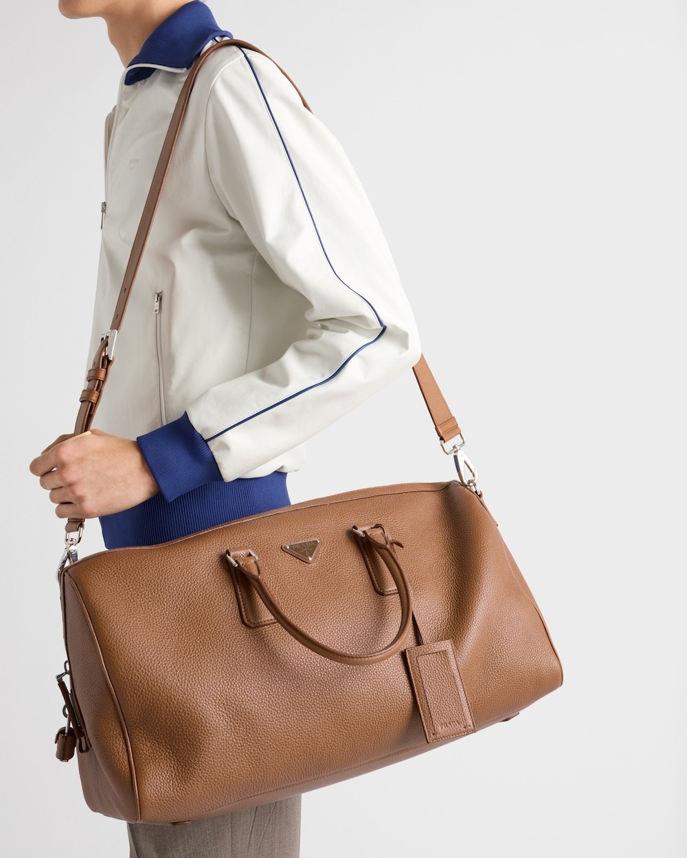 Pra*a Leather Duffel Bag Cognac For Men 50cm/20in – 2VC048_2BBE_F0046_V_OOO