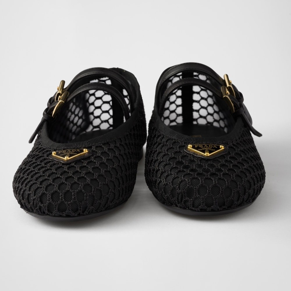 Pra*a Mesh Fabric Ballerinas Black For Women 1F915N_099_F0002_F_005