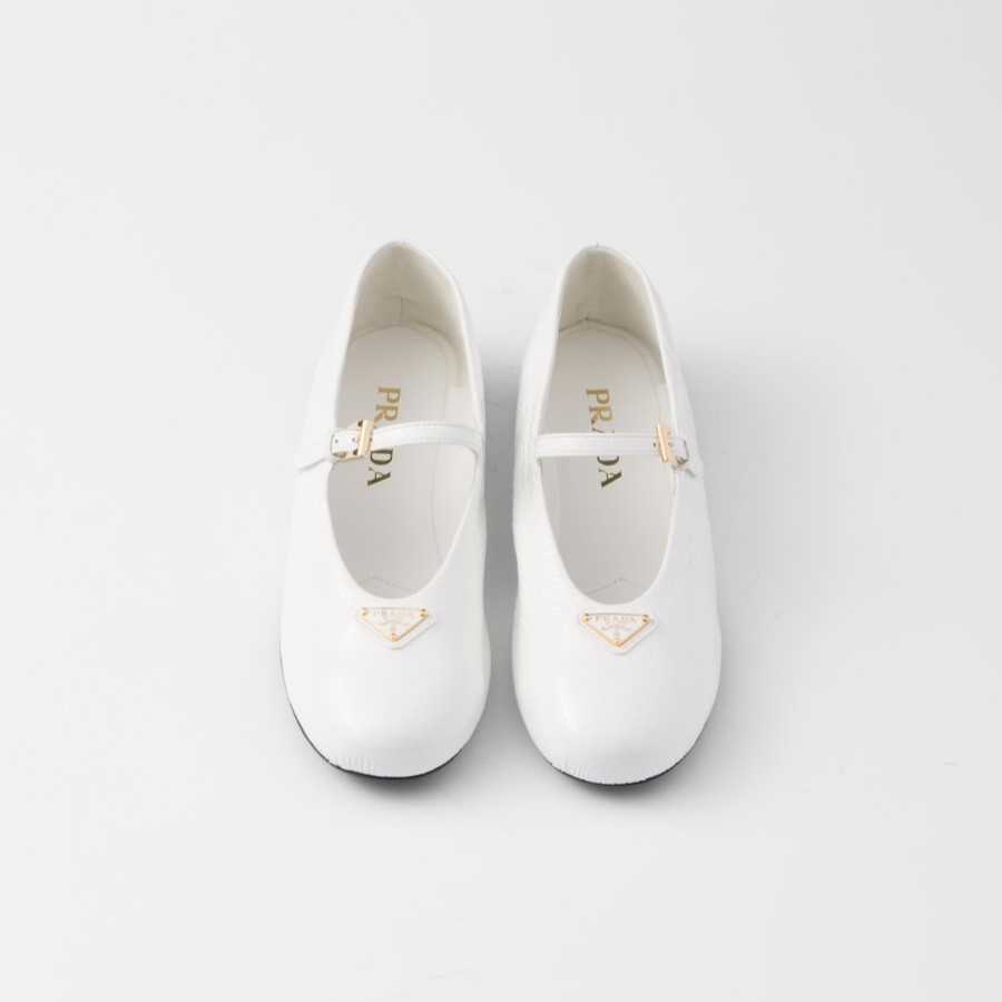 Pra*a Patent Leather Ballerinas White For Women 1F793N_H27_F0009_F_005