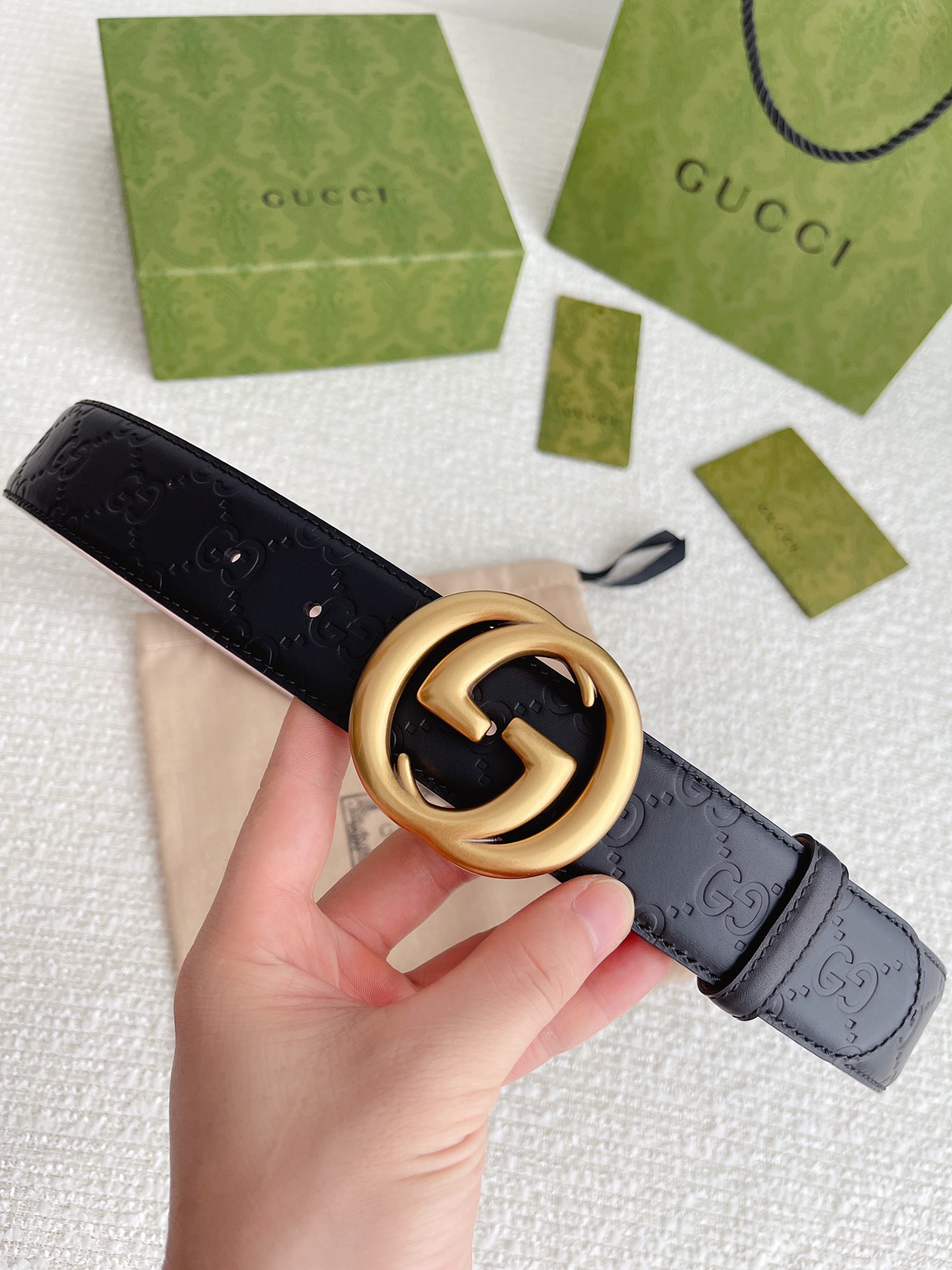 Gvc*1 GG Marmont Embossed Monogram Belt Black 40mm