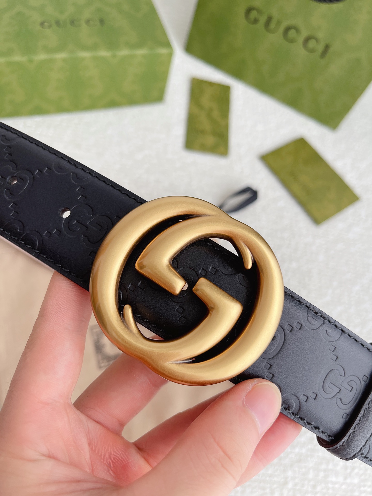 Gvc*1 GG Marmont Embossed Monogram Belt Black 40mm