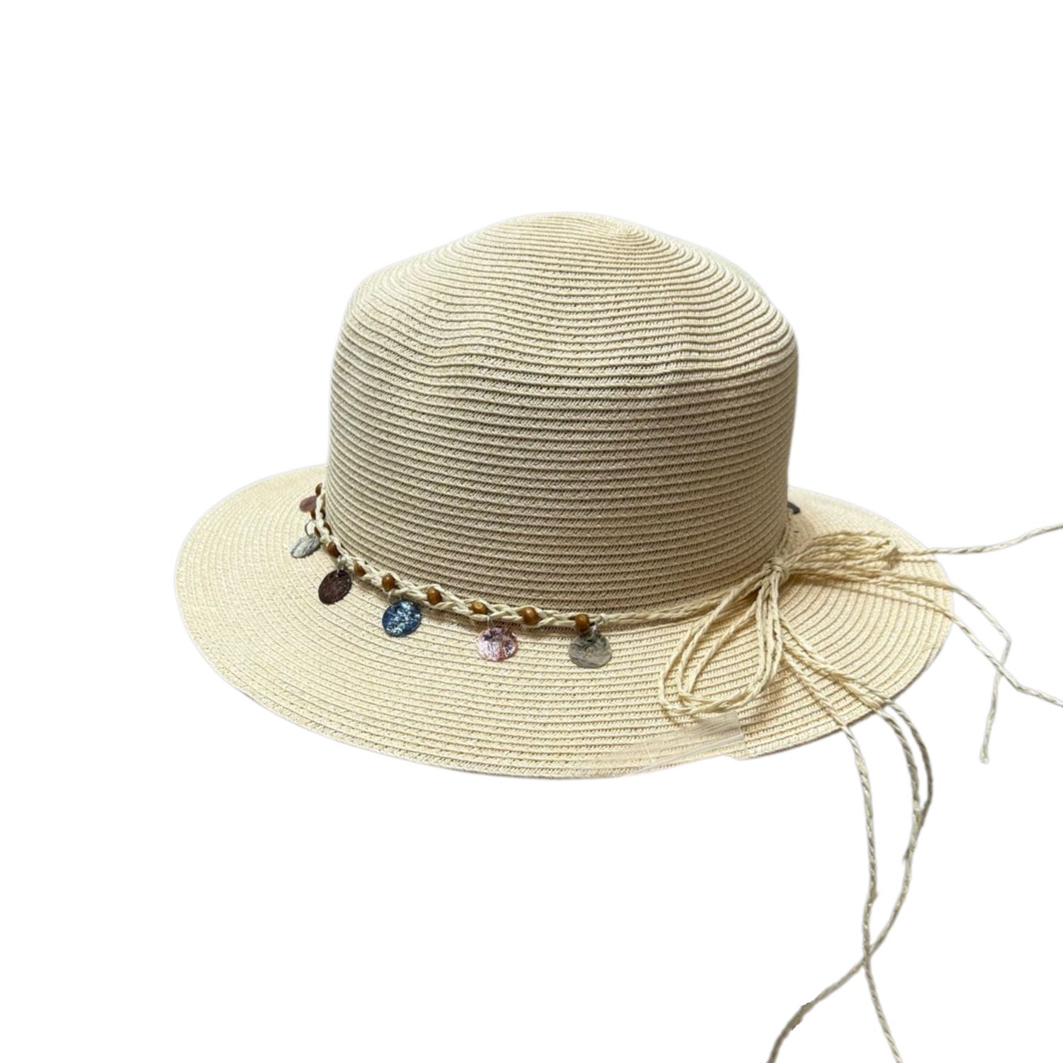 Ce1i*e Wide Brim Straw Hat Raffia Light Beige For Women 57cm/22.4in