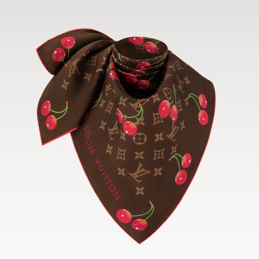 L0vis Vvtt0n LV x TM Monogram Cerise Square 90 Brown For Women 35.4in/90cm M96094