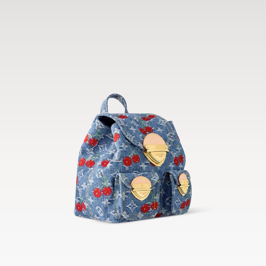 [True-to-ORIGINAL] L0vis Vvtt0n LV x TM Venice NM Monogram Cherry Denim For Women 9.4in/24cm M13679