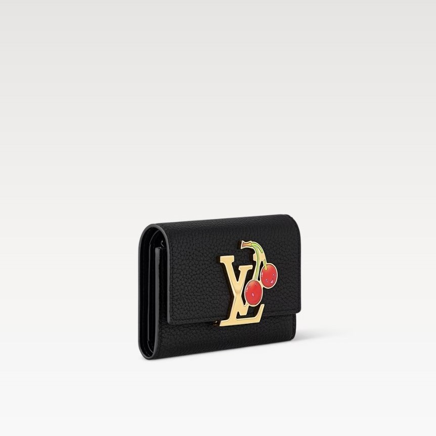 L0vis Vvtt0n LV x TM Capucines Compact Wallet Black For Women 5.3in/13.5cm M22889