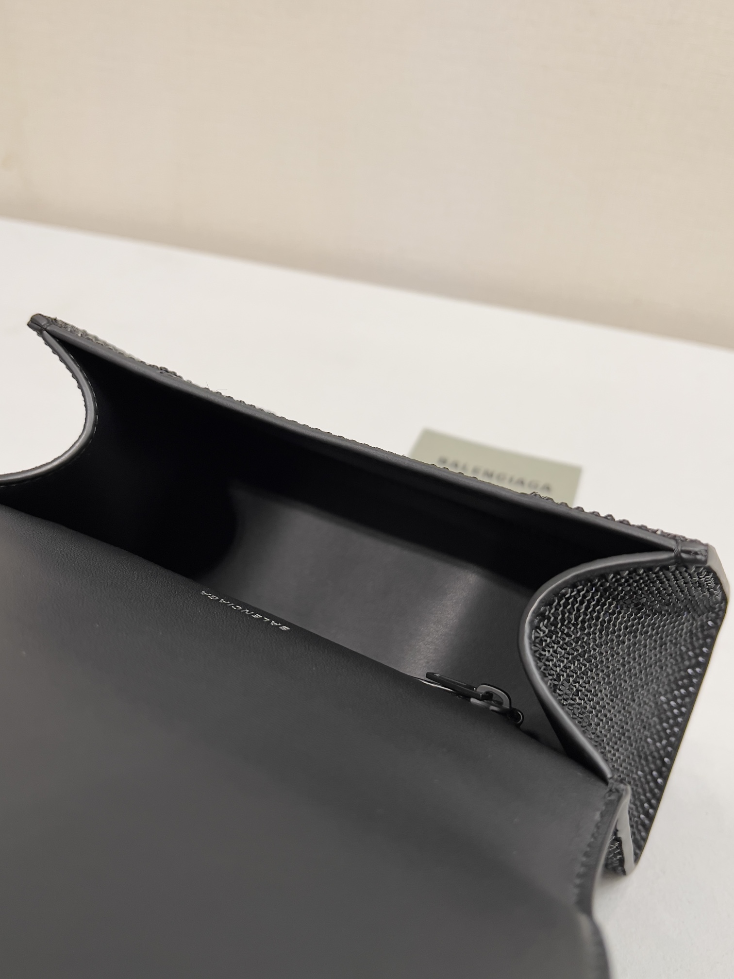 [True-to-ORIGINAL] Ba1en*iaga Furry Hourglass Small Handbag With Rhinestones In Black For Women 24cm/9.4in