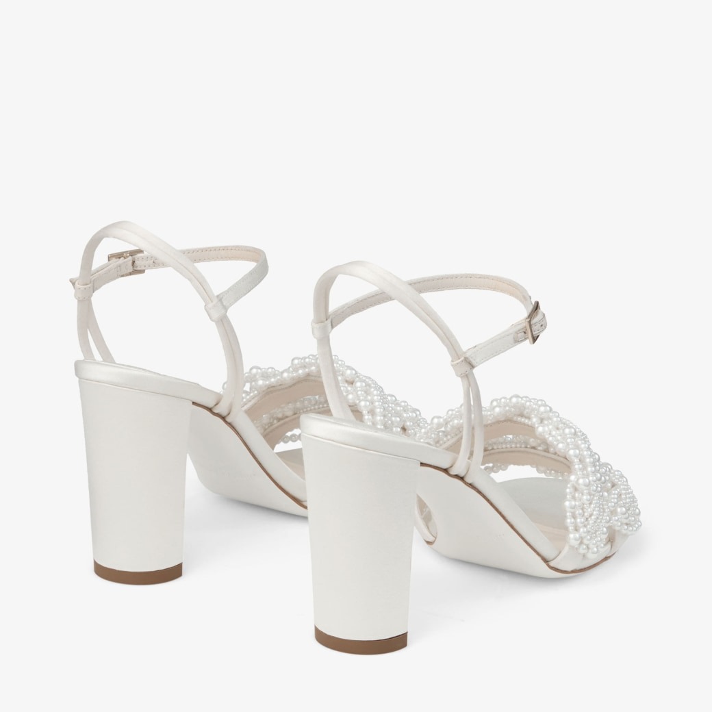 J1m*y Ch00 Cary 85 Block Heel Sandal Ivory/White For Women CARY85OBD