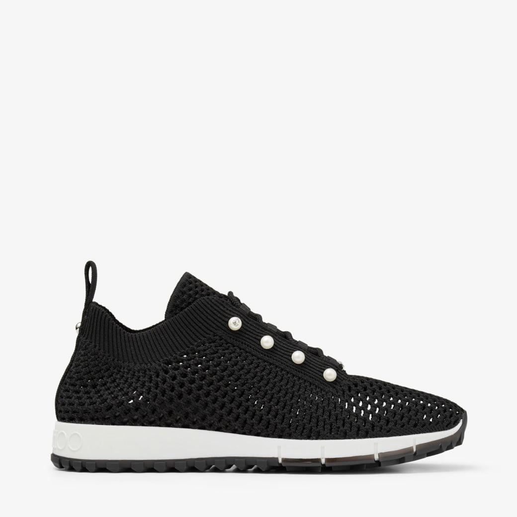 J1m*y Ch00 Veles Crochet Knit Low-Top Trainers Black For Women VELESPBT
