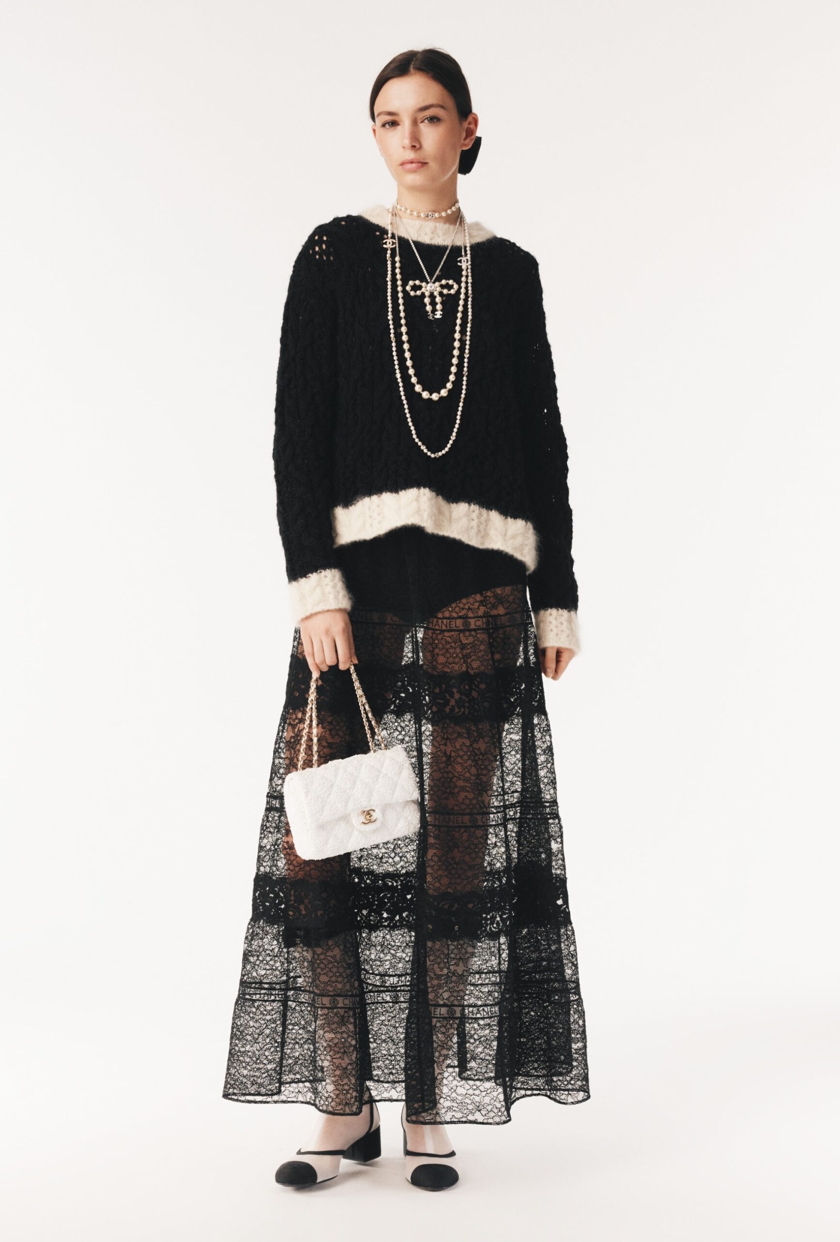 Ch**el Long Necklace Gold Crystal For Women – ABG317-B21905-U3497