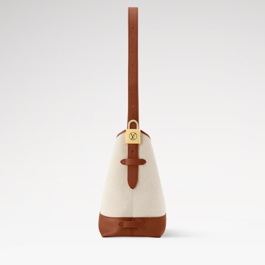 L0vis Vvtt0n Low Key Hobo PM Ecru/Cognac For Women 11in/28cm M25468