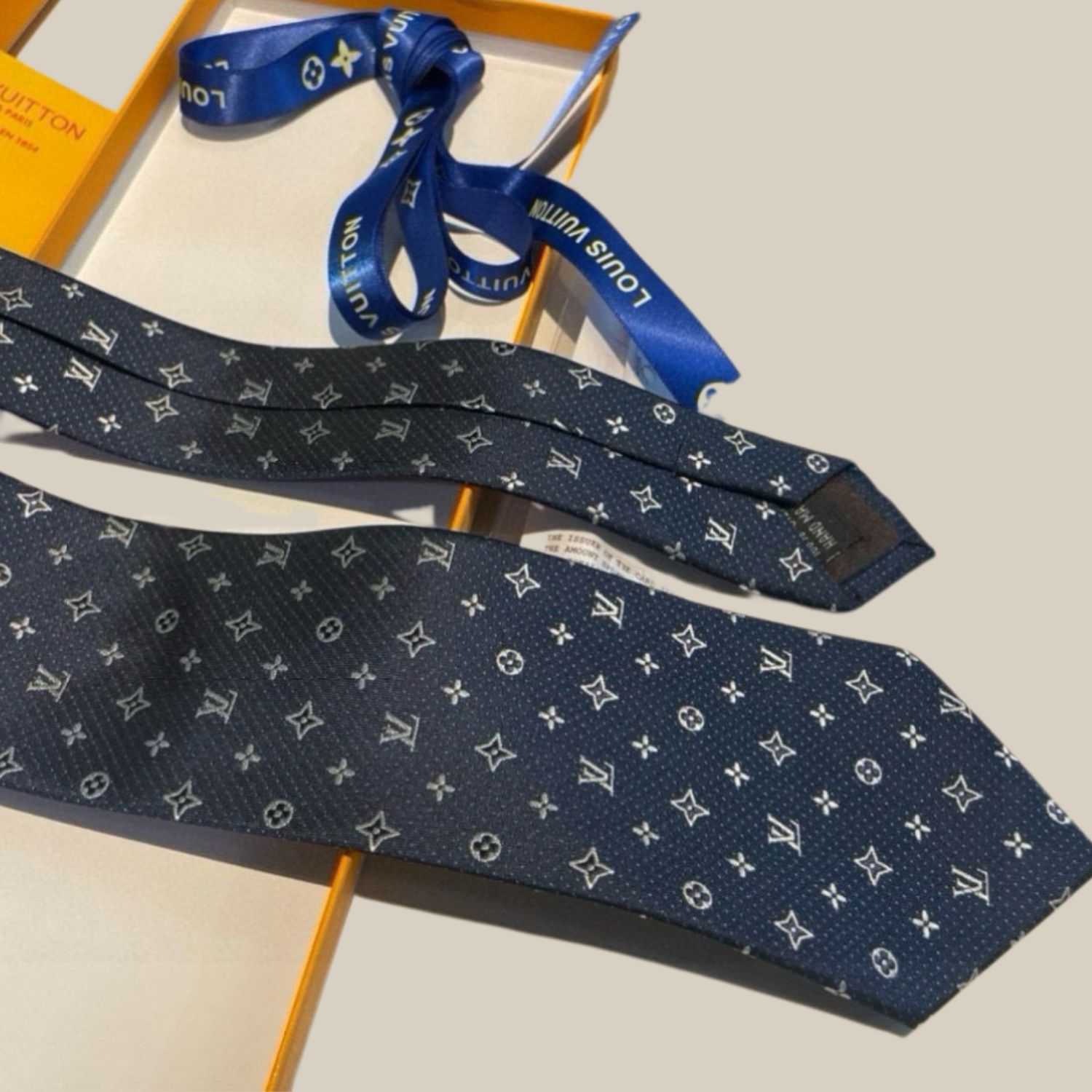 L0vis Vvtt0n Signature Monogram Silk Tie Deep Blue For Men