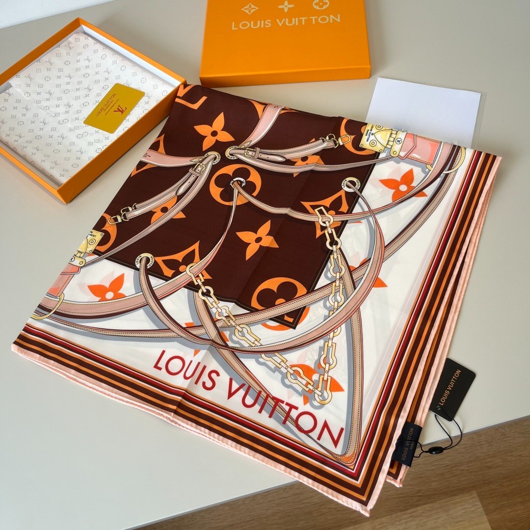 L0vis Vvtt0n Ultimate Monogram Square 90 Scarf Brown For Women 35.4in/90cm M77639
