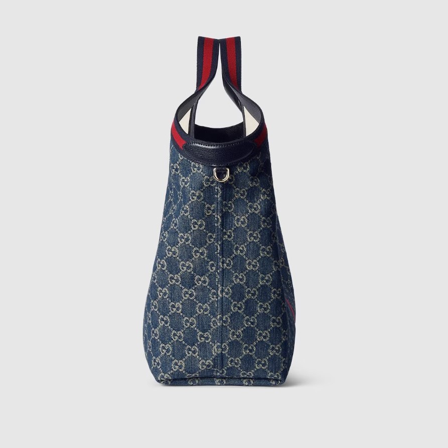 [True-to-ORIGINAL] Gvc*1 Giglio Large Tote Bag Blue And White GG Denim For Women 23.6in/60cm ‎853971 FAFFQ 8864
