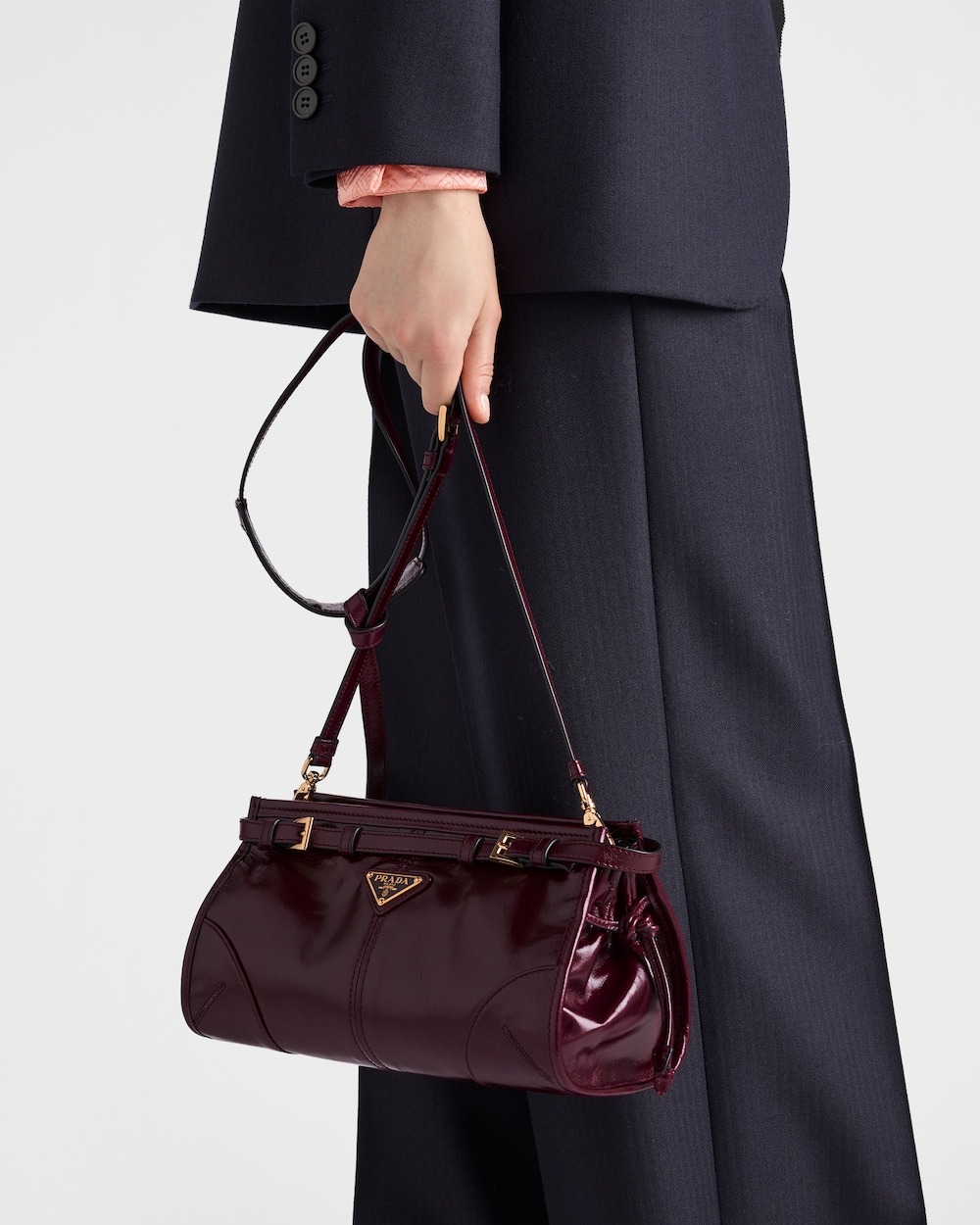 [True-to-ORIGINAL] Pra*a Bonnie Small Shoulder Bag Burgundy 26cm/10in – 1BH215_2CYR_F0LV7_V_OOO