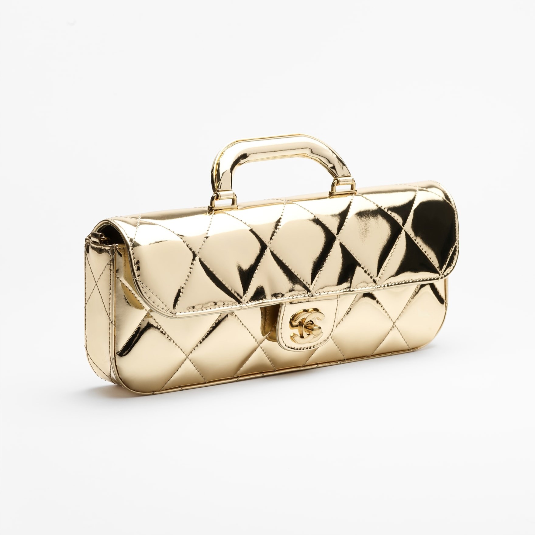 [True-to-ORIGINAL] Ch**el Large Flap Bag With Top Handle Light Gold For Women 11.8in/30cm AS5807-B21985-NT671