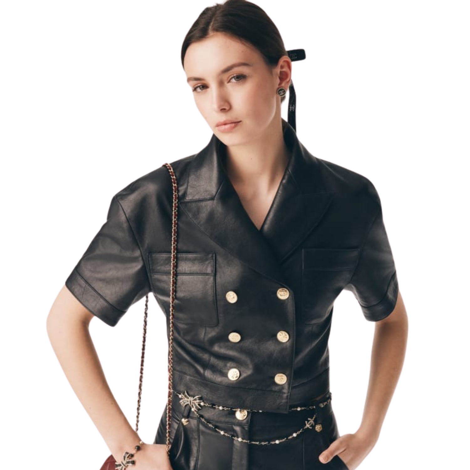 Ch**el Stud Earrings Black For Women ABG409-B21903-U3573