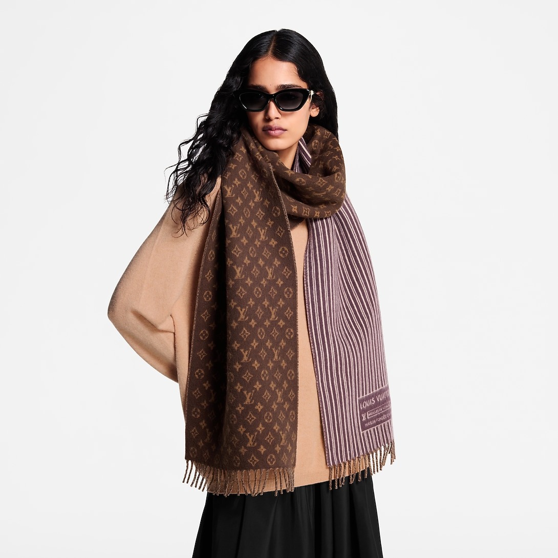 L0vis Vvtt0n My Neverfull Scarf Brown/Burgundy 94.5in/240cm M96732