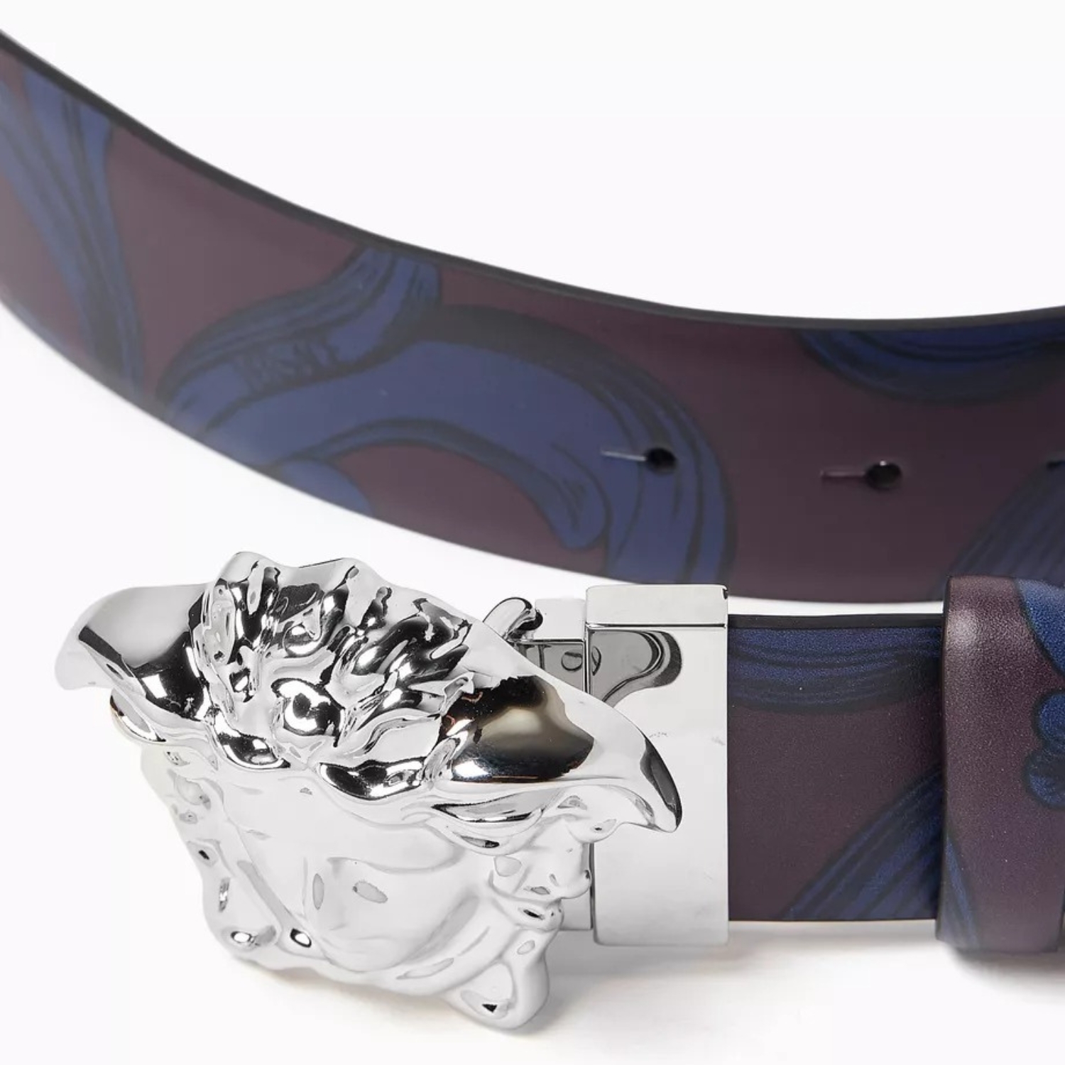 Versace La Medusa Barocco Reversible Belt Burgundy/Blue 4cm For Men DCU6705-1A13469_DC7_100_5R60P