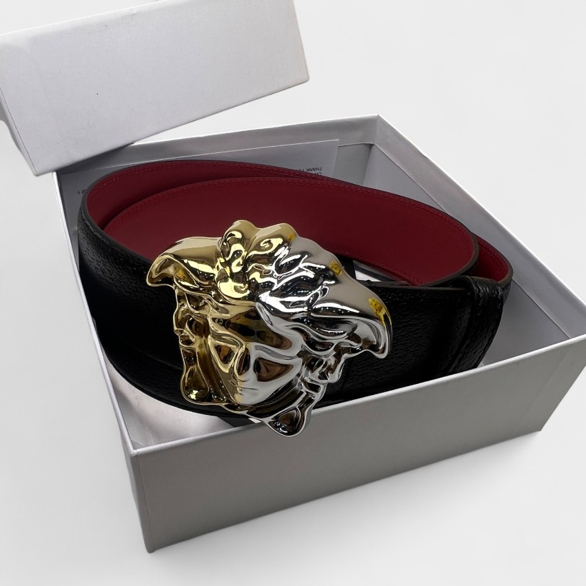 Versace Medusa Head Belt Black/Red 3cm For Men