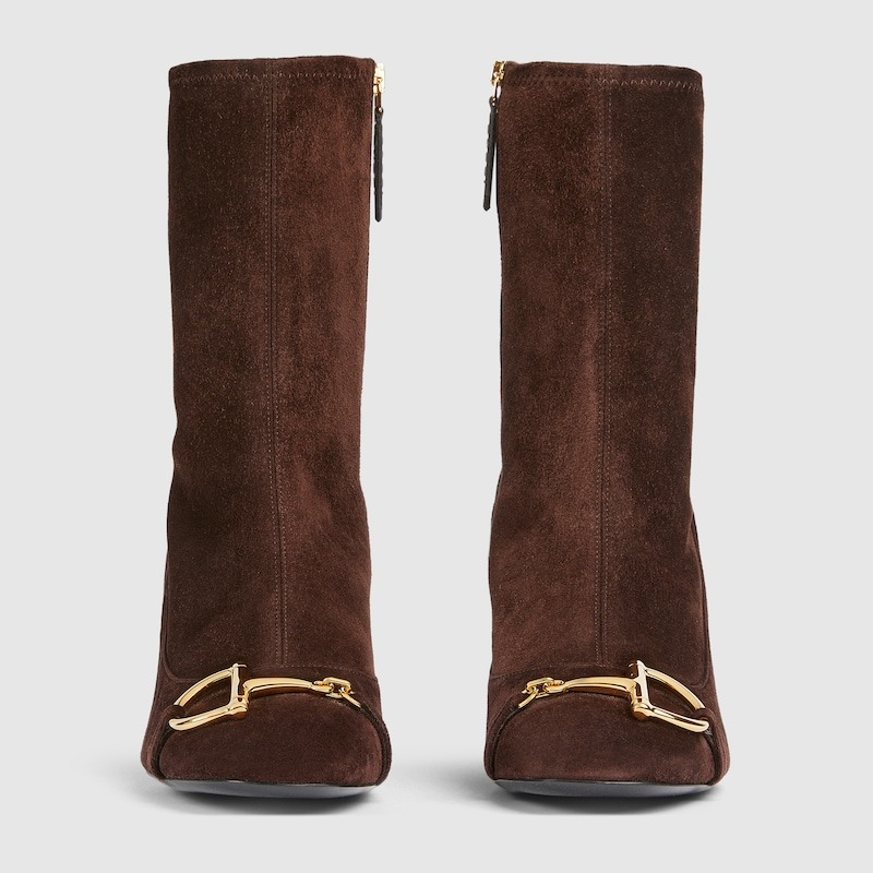 Gvc*1 Ankle Boots With Half Horsebit Dark Brown Suede For Women 849549 AAFMU 2344