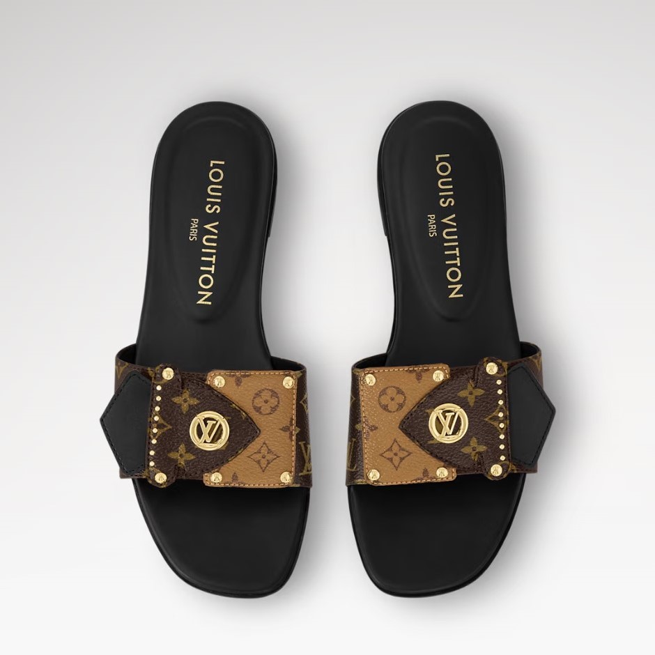 L0vis Vvtt0n LV Frame Flat Mule Black For Women 1ACXWB