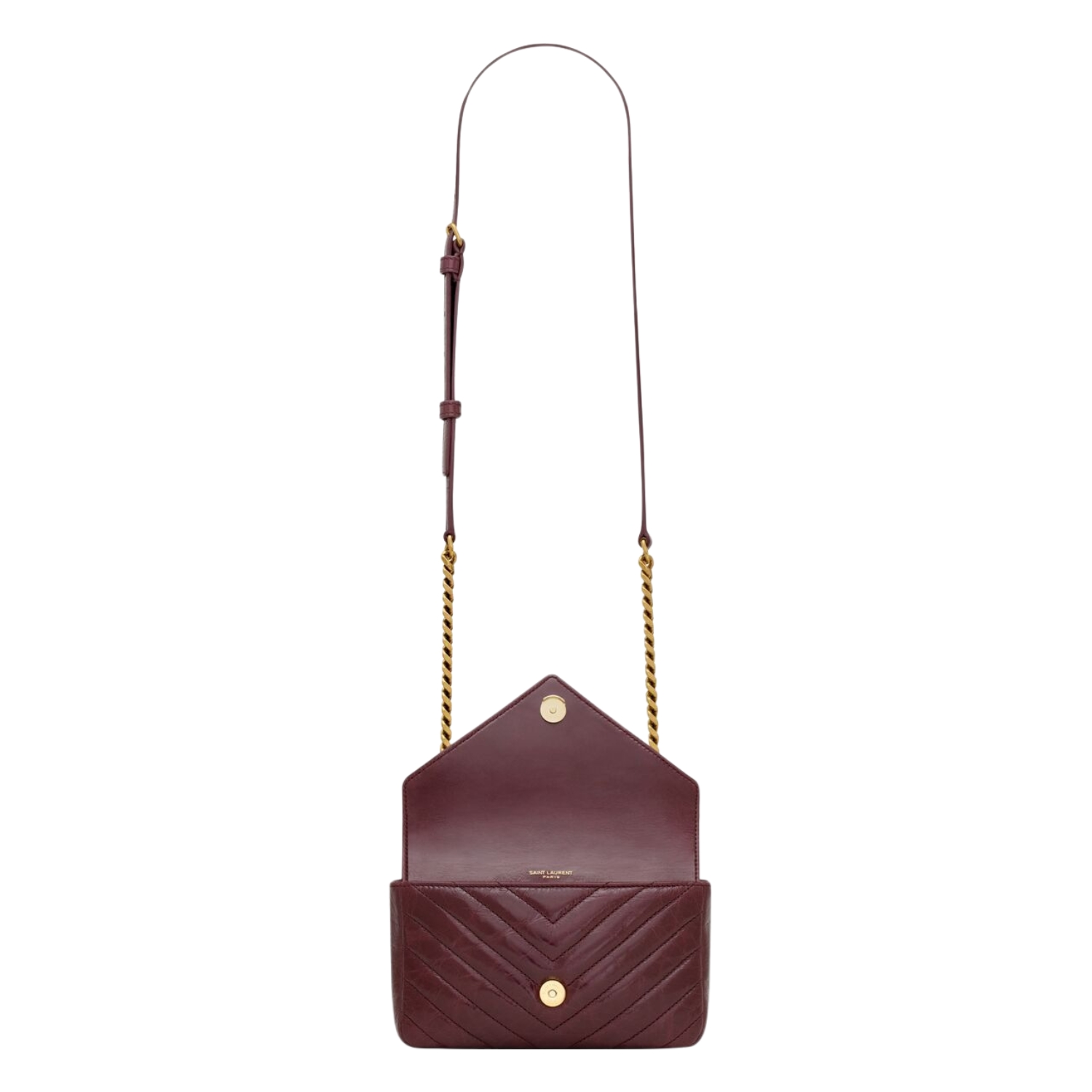 [True-to-ORIGINAL] Sa1nt Lau*nt College Mini In Shiny Leather Deep Hot Wine For Women 7.9in/20cm ‎‎‎779430DZH076193