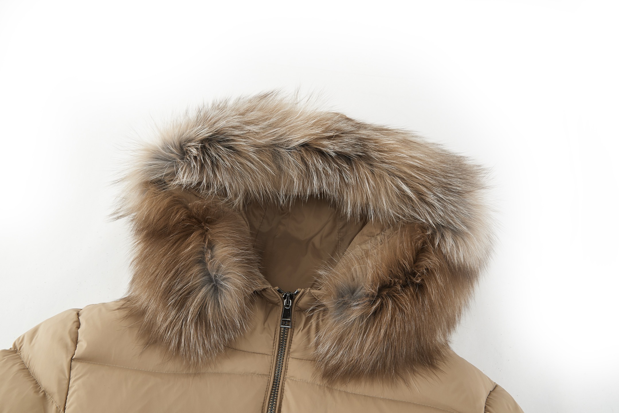 Moncler Boed Hooded Shearling-Trimmed Short Down Jacket Beige For Women