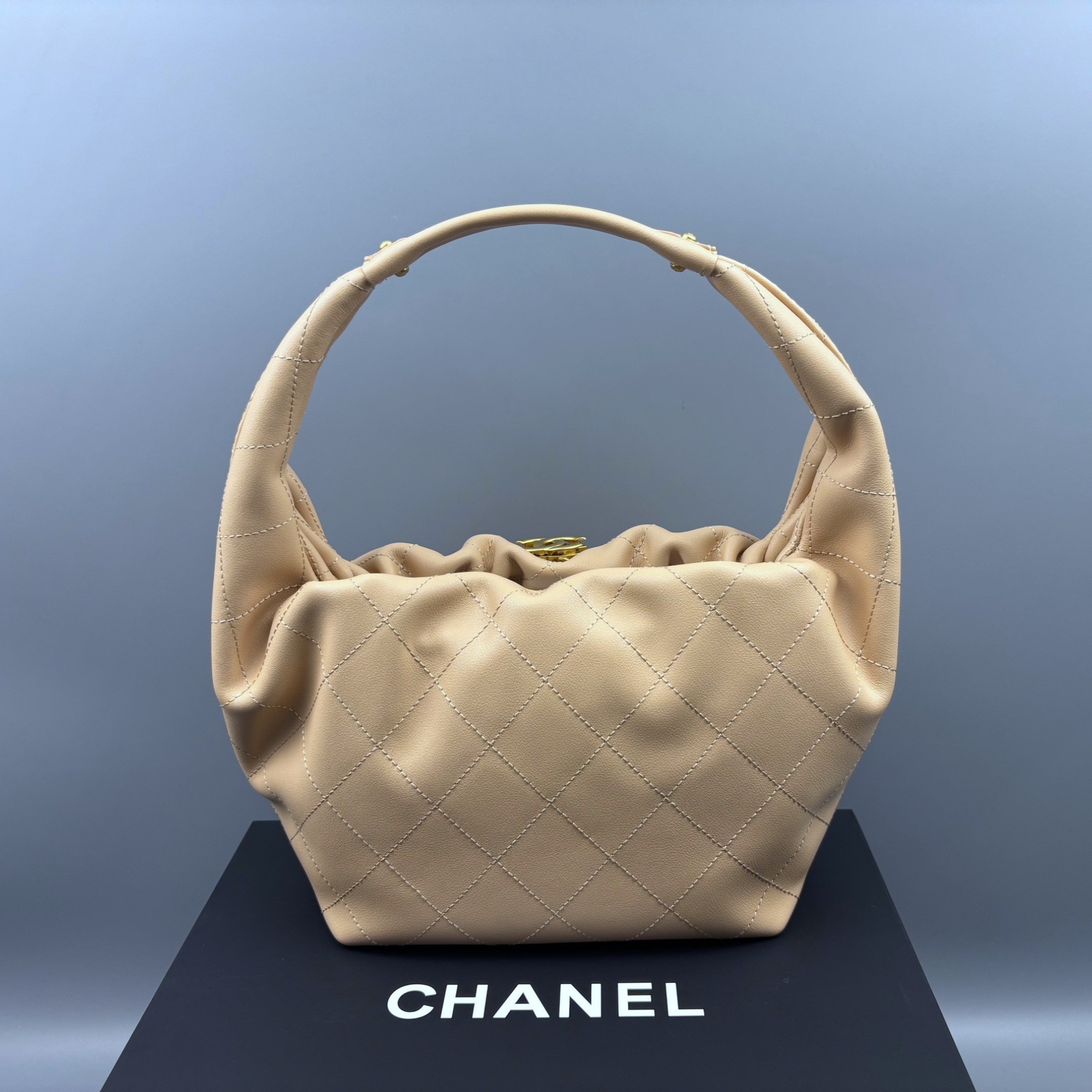 Ch**el Hobo Handbag Beige For Women 9.4in/24cm AS5976-B22897-U4531