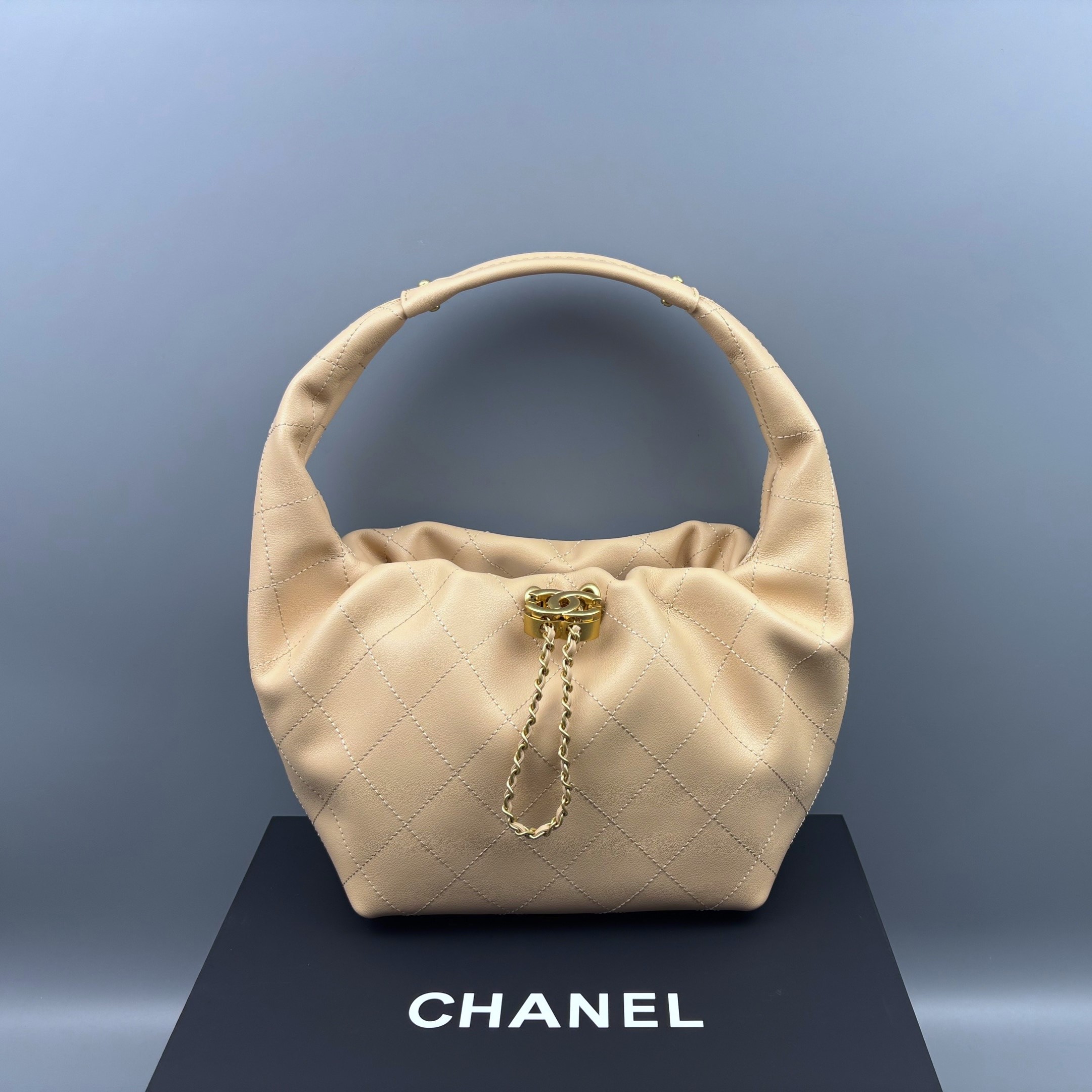 Ch**el Hobo Handbag Beige For Women 9.4in/24cm AS5976-B22897-U4531