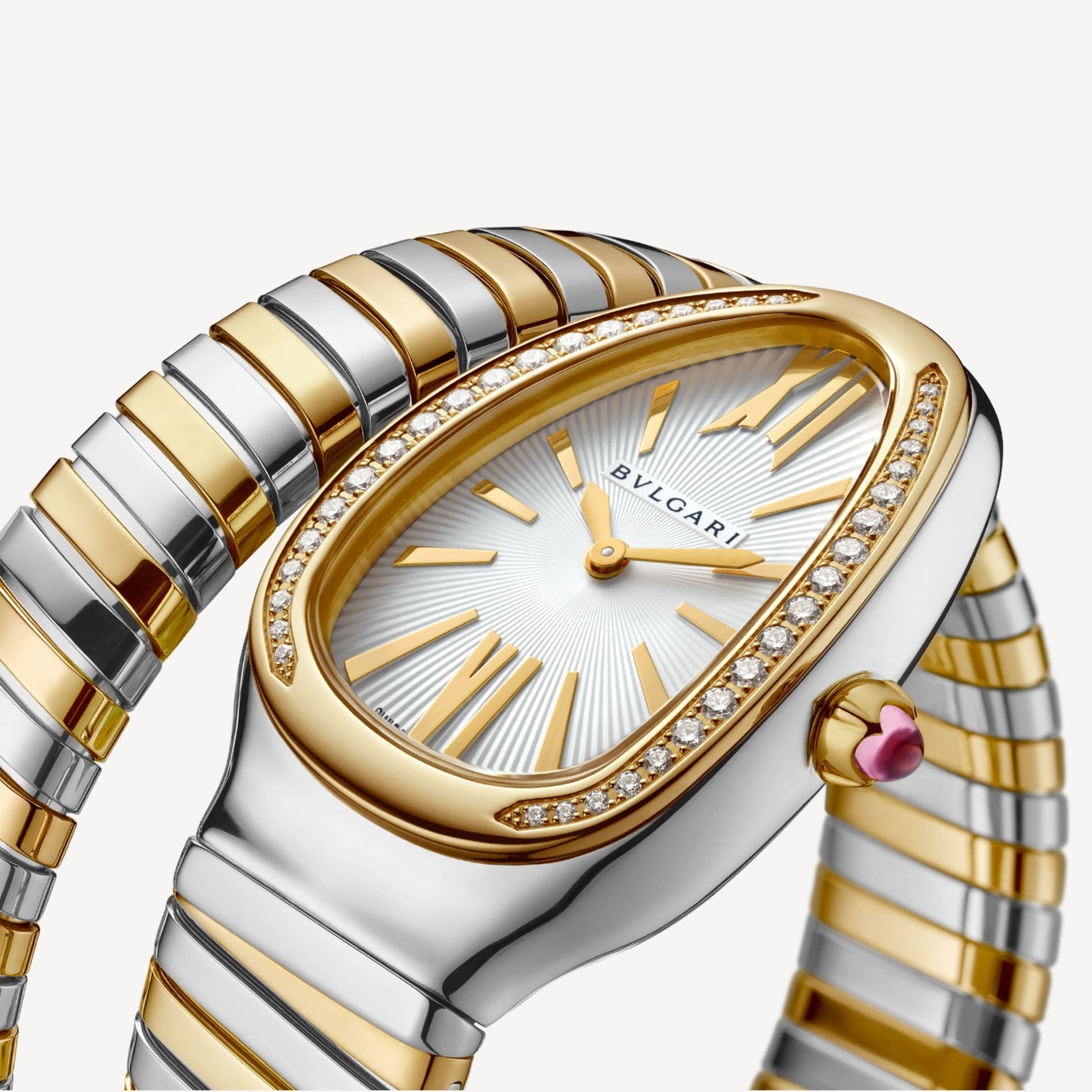 Bv1g*ai Serpenti Tubogas Watch Silver/Gold Toned White Dial 35mm For Women 103648