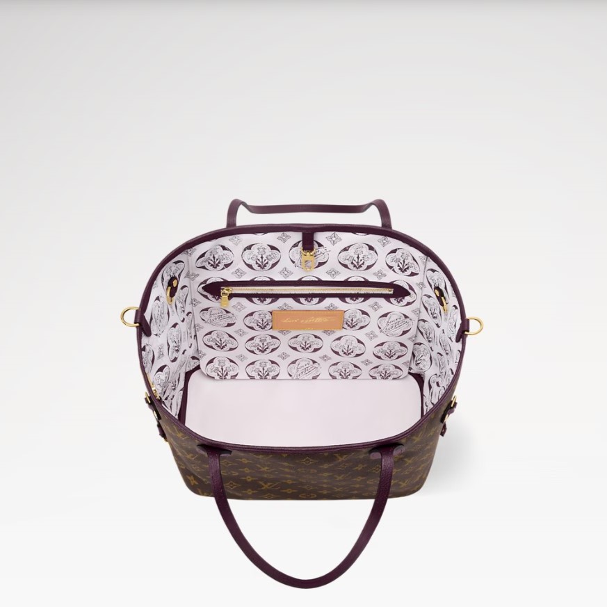 L0vis Vvtt0n Neverfull Inside Out MM Tote Bag 12.2in/ 31cm Monogram/ Purple Gold Hardware For Women M28377