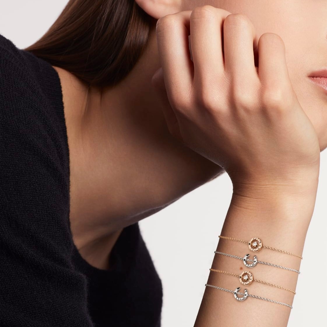 Ch**el Coco Bracelet Silver Hardware For Women J12366